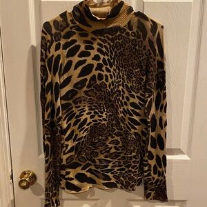 Wild Elegance Leopard Print Turtleneck Sweater
763